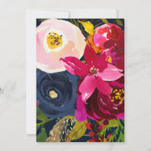 Boho Florals Burgundy Navy Wasserfarbenhochzeit Einladung (Rückseite)