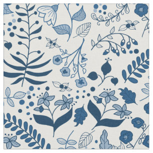 Boho Florals Classic Blues und White Stoff