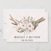 Boho Florals & Deer Antlers Arrows Danke, Cards Einladung (Rückseite)