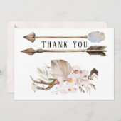 Boho Florals & Deer Antlers Arrows Danke, Cards Einladung (Vorne/Hinten)