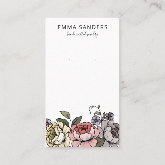 Boho Florals Earring Juwelier Display Cards Telefonnummerkarte (Vorderseite)