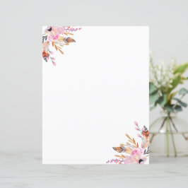 Boho florals federn weiße rosa Seite