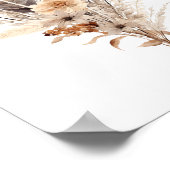 Boho Florals Gray Beige Brown Feathers Botanicals Poster (Ecke)