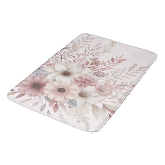 Boho Florals mit Rosa Badematte (Schrägansicht)