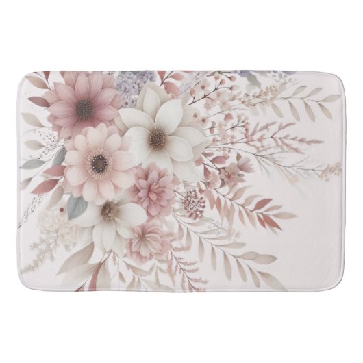 Boho Florals mit Rosa Badematte (Vorderseite)
