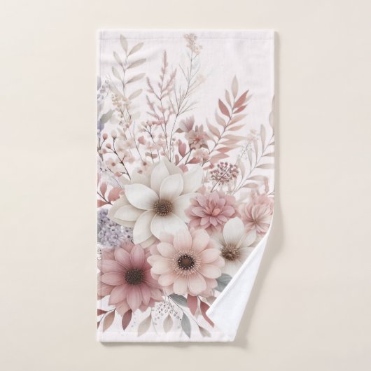 Boho Florals mit Rosa Badhandtuch Set (Handtuch)
