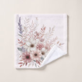 Boho Florals mit Rosa Badhandtuch Set (Waschlappen)