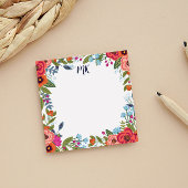 Boho Florals - Monogram Post-it Klebezettel