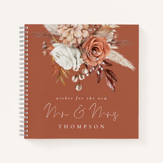 Boho Florals Mr. Terracotta Guest Book Notizblock (Vorderseite)