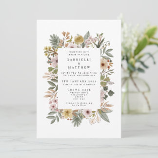 Boho Florals neutrale Einladung zur Hochzeit