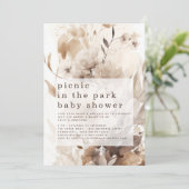 Boho Florals Picnic in Park Baby Shower Einladung (Stehend Vorderseite)