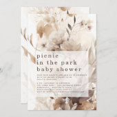 Boho Florals Picnic in Park Baby Shower Einladung (Vorne/Hinten)