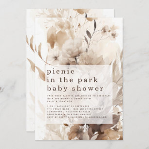 Boho Florals Picnic in Park Baby Shower Einladung