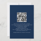 Boho Florals QR Code Navy Blue Winter Wedding Einladung (Rückseite)