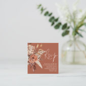 Boho Florals QR Code Terracotta Wedding RSVP Begleitkarte (Stehend Vorderseite)