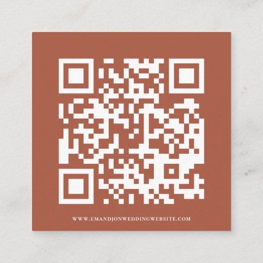 Boho Florals QR Code Terracotta Wedding RSVP Begleitkarte (Rückseite)