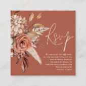 Boho Florals QR Code Terracotta Wedding RSVP Begleitkarte (Vorderseite)