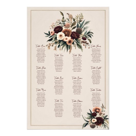 Boho Florals Sitzkarte Fotodruck (Vorne)