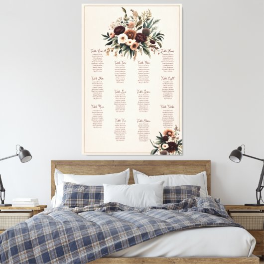 Boho Florals Sitzkarte Leinwanddruck (Insitu (Schlafzimmer))