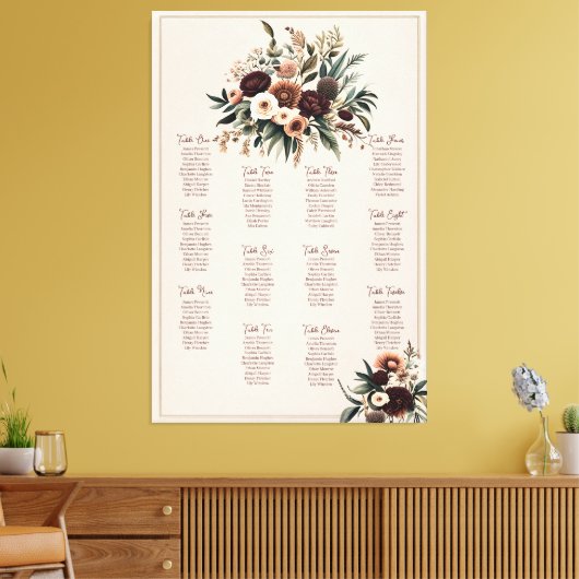 Boho Florals Sitzkarte Leinwanddruck (Insitu (Wohnzimmer))