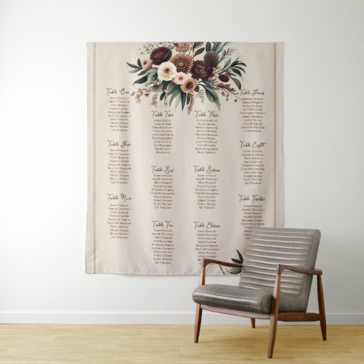 Boho Florals Sitzkarte Wandteppich (Beispiel)