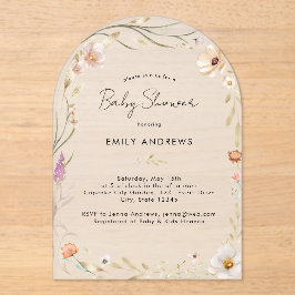 Boho Flower Baby Shower  Acryleinladungen