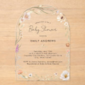 Boho Flower Baby Shower Acrylic Acryleinladungen (Vorderseite)