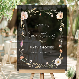 Boho Flower Baby Shower Acrylschild