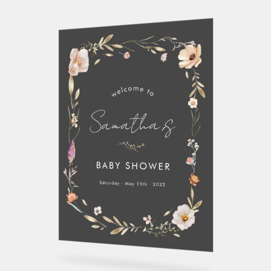 Boho Flower Baby Shower Acrylschild (Winkel)