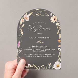 Boho-Flower-Baby-Shower-Einladung Acryleinladungen