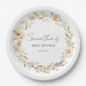 Boho Flower Baby Shower Pappteller (Vorderseite)