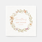 Boho Flower Baby Shower Serviette (Vorderseite)