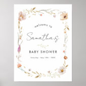 Boho Flower Baby Shower Welcome Poster (Vorne)