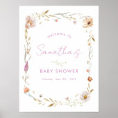 Boho-Flower-Baby-Shower-Willkommen Poster (Vorne)