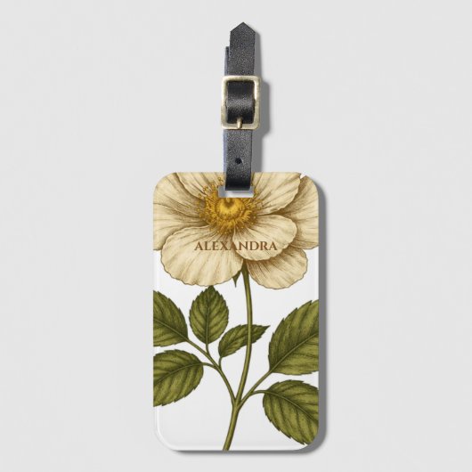 Boho Flower Custom Name Gepäckanhänger (Vorderseite Vertikal)