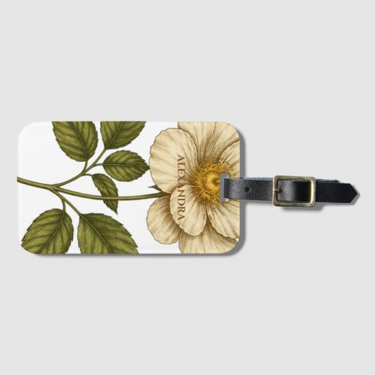 Boho Flower Custom Name Gepäckanhänger (Vorderseite (Horizontal))