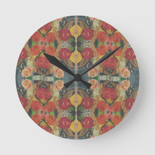 Boho flower designed clock runde wanduhr (Vorderseite)