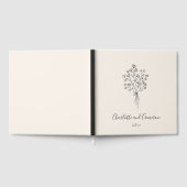 Boho Flower Line Art Drawing Custom Ivory Wedding  Gästebuch (Voll)