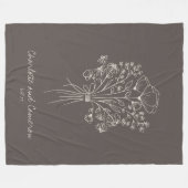 Boho Flower Line Art Drawing Personalized Brown Fleecedecke (Vorderseite (Horizontal))
