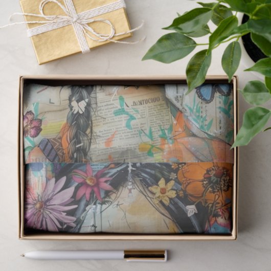 BOHO FLOWER MÄDCHEN DECOUPAGE SEIDENPAPIER (Geschenk)