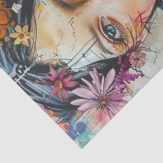 BOHO FLOWER MÄDCHEN DECOUPAGE SEIDENPAPIER (Ausschnitt)