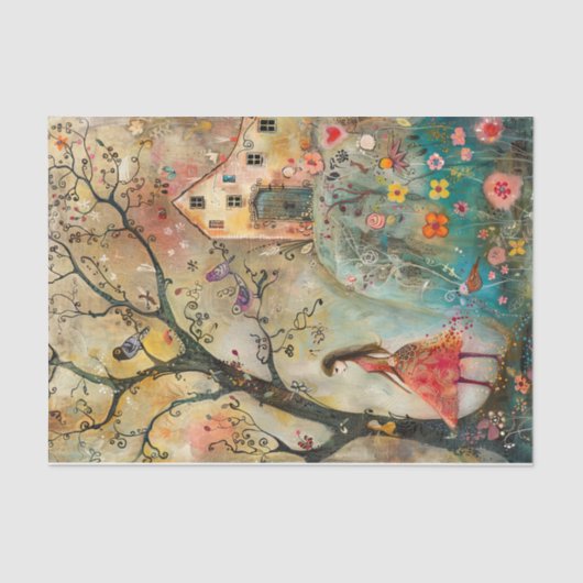 BOHO FLOWER MÄDCHEN DECOUPAGE SEIDENPAPIER (Vorderseite)