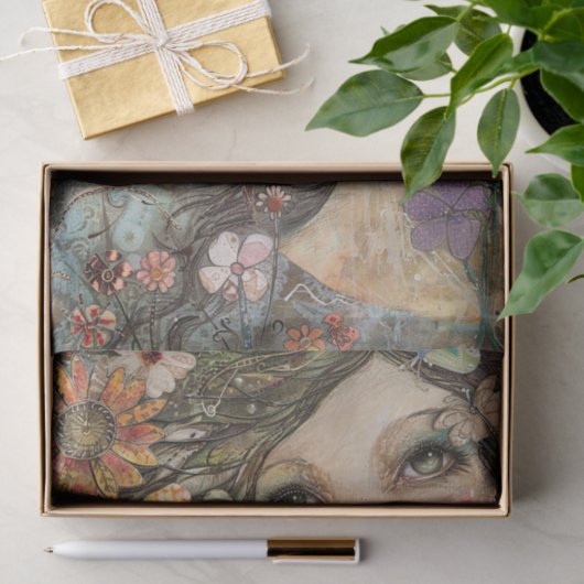 BOHO FLOWER MÄDCHEN DECOUPAGE SEIDENPAPIER (Geschenk)