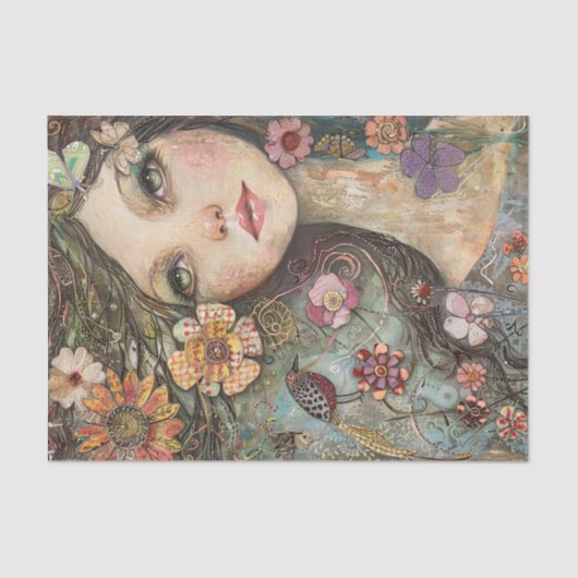 BOHO FLOWER MÄDCHEN DECOUPAGE SEIDENPAPIER (Vorderseite)