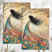 BOHO FLOWER MÄDCHEN DECOUPAGE