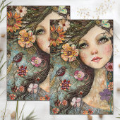 BOHO FLOWER MÄDCHEN DECOUPAGE SEIDENPAPIER