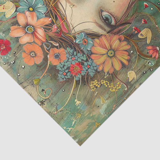 BOHO FLOWER MÄDCHEN DECOUPAGE SEIDENPAPIER (Ausschnitt)