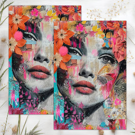 BOHO FLOWER MÄDCHEN DECOUPAGE TISSUPAPIER SEIDENPAPIER