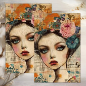 BOHO FLOWER MÄDCHEN DECOUPAGE TISSUPAPIER SEIDENPAPIER