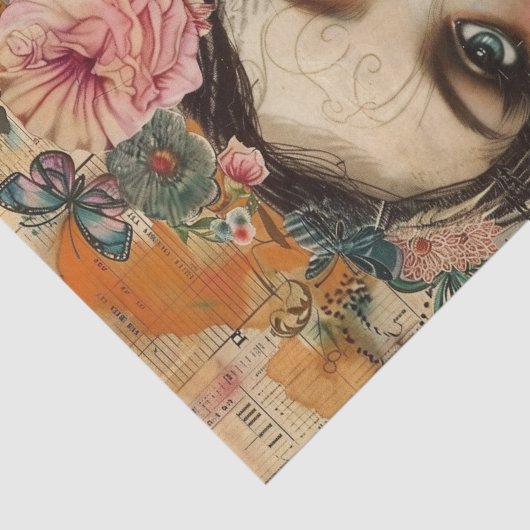 BOHO FLOWER MÄDCHEN DECOUPAGE TISSUPAPIER SEIDENPAPIER (Ausschnitt)